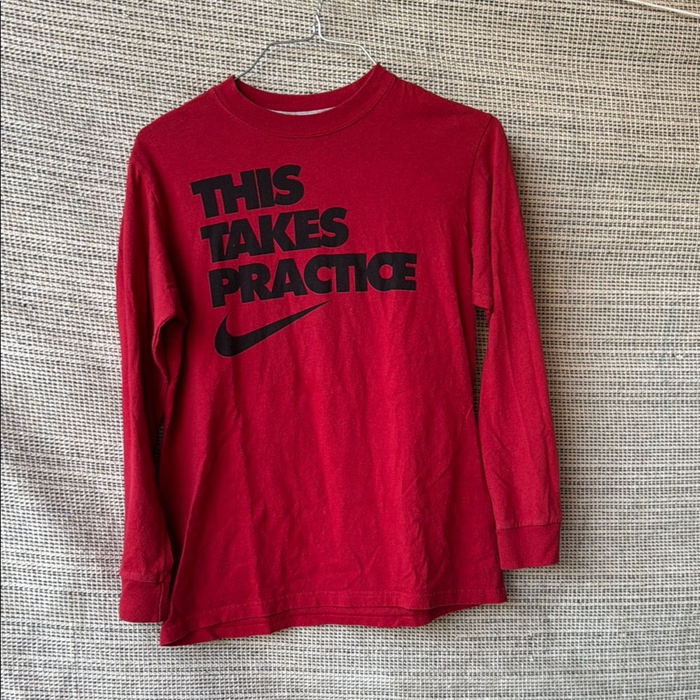 Nike Red and Black Long Sleeve Tee Athletic Style